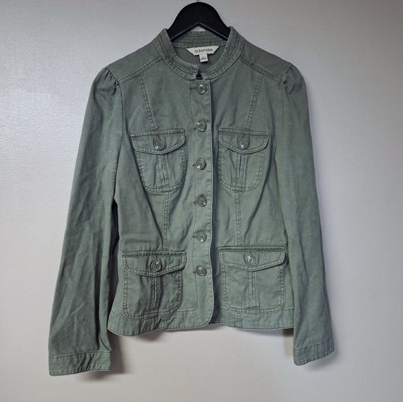 St. John's Bay 4 Pockets Utility Cargo Jacket 100% Cotton Green Medium - Picture 1 of 11